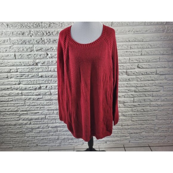Avenue Sweaters - Avenue Womens Sweater 4X Plus Long Sleeve Side Zip Red Cotton Blend SWE111E